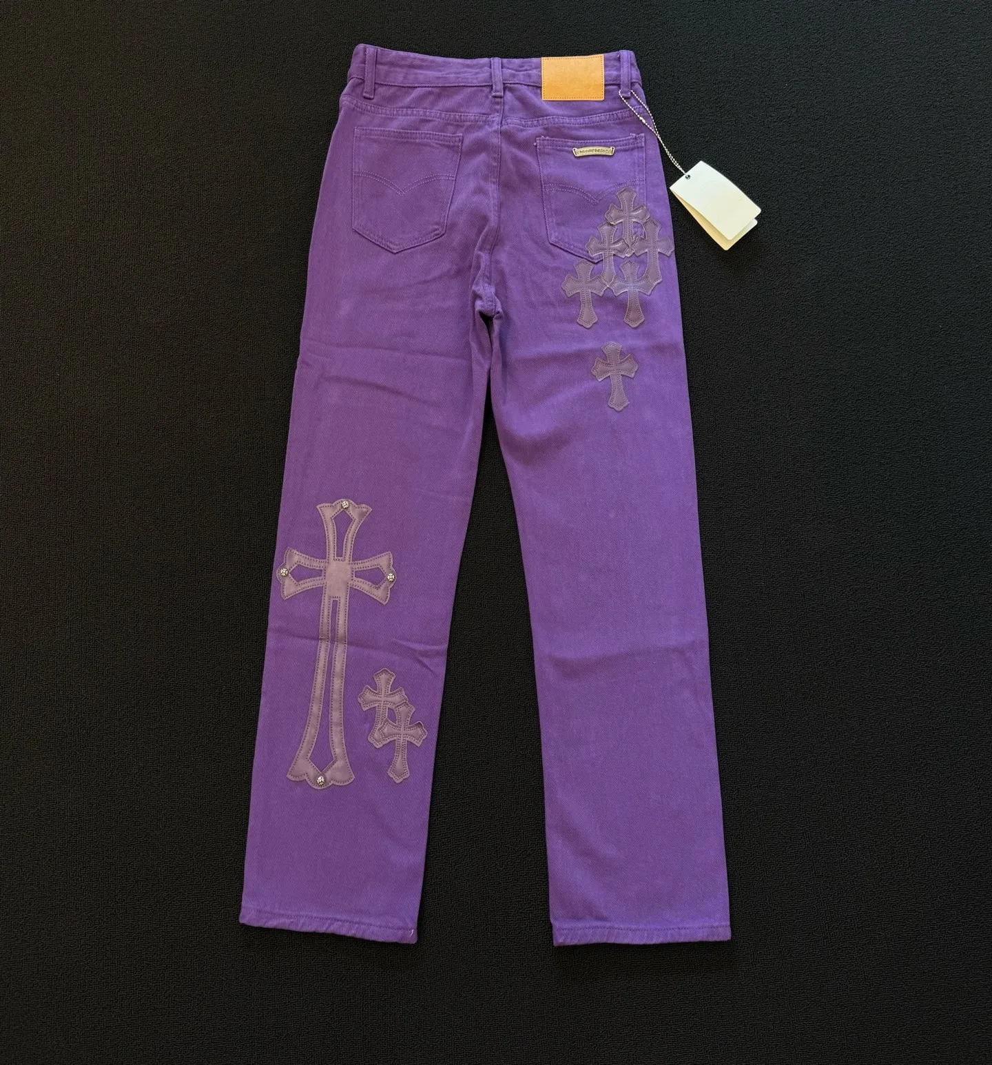 P260 Style Number: D370 Chrome Hearts Chrome Hearts Purple Leather Jeans Size# 28 30 32 34